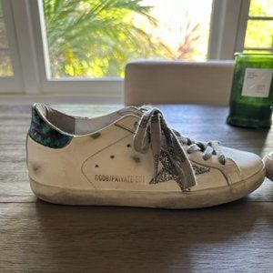 Golden Goose Superstar Leather Glitter Low-Top Sneakers